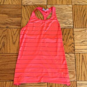Athleta Burnout Striped Racerback Coral Workout Tank Top Size Medium
